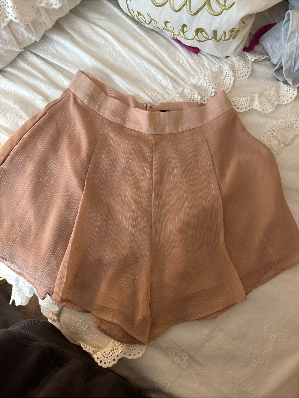 Show Me Your MuM blush mini skirt with shorts